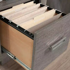 Scrivania da 47" per Home Office con Cassetto Portadocumenti e Ripiano Aperto, Rovere Cenere, Gestione Cavi