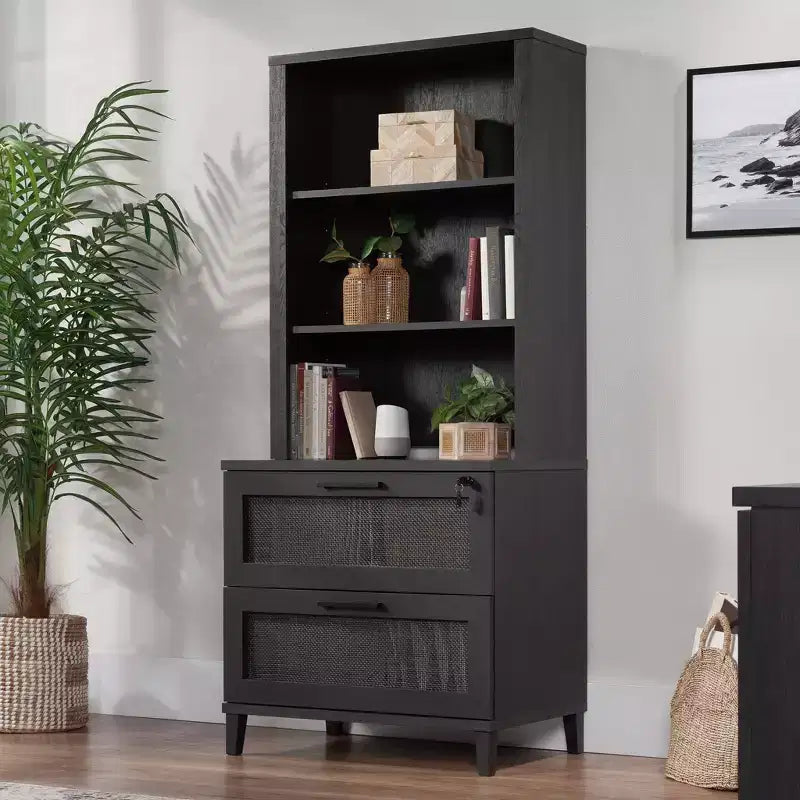 Piano per libreria, 2 ripiani regolabili, finitura Rovere Raven, 31,5"L x 42,2"A