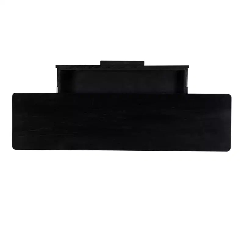 Consolle nera con cassetto, 48W x 12.5D x 33H, impiallacciatura di rovere e legno di gomma