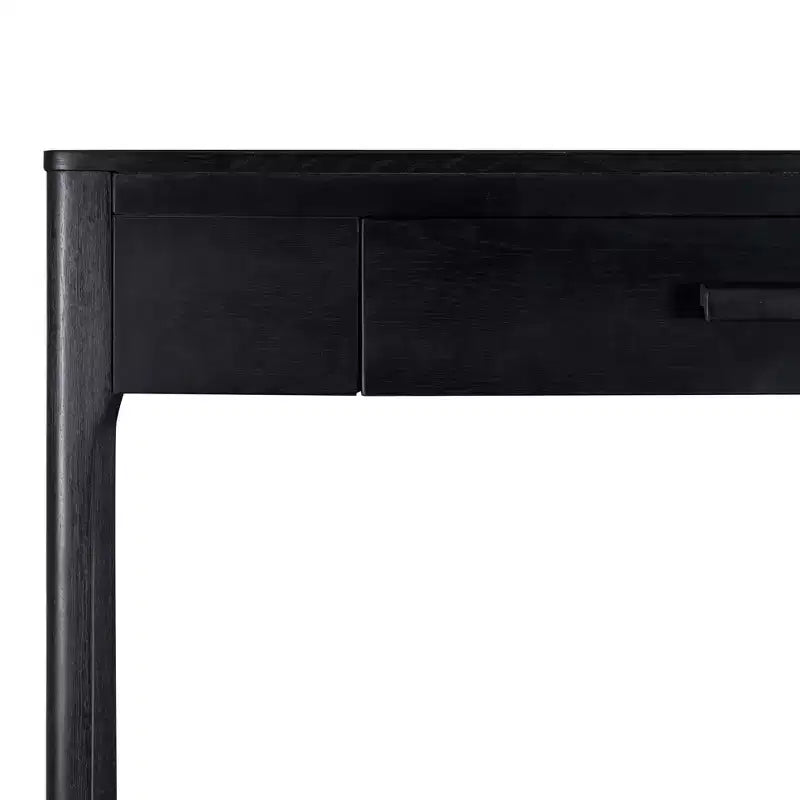 Consolle nera con cassetto, 48W x 12.5D x 33H, impiallacciatura di rovere e legno di gomma