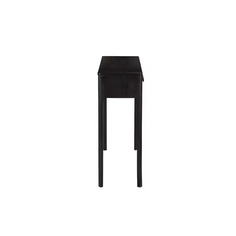Consolle nera con cassetto, 48W x 12.5D x 33H, impiallacciatura di rovere e legno di gomma