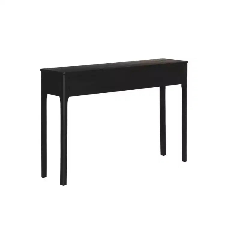 Consolle nera con cassetto, 48W x 12.5D x 33H, impiallacciatura di rovere e legno di gomma