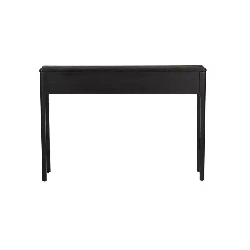 Consolle nera con cassetto, 48W x 12.5D x 33H, impiallacciatura di rovere e legno di gomma