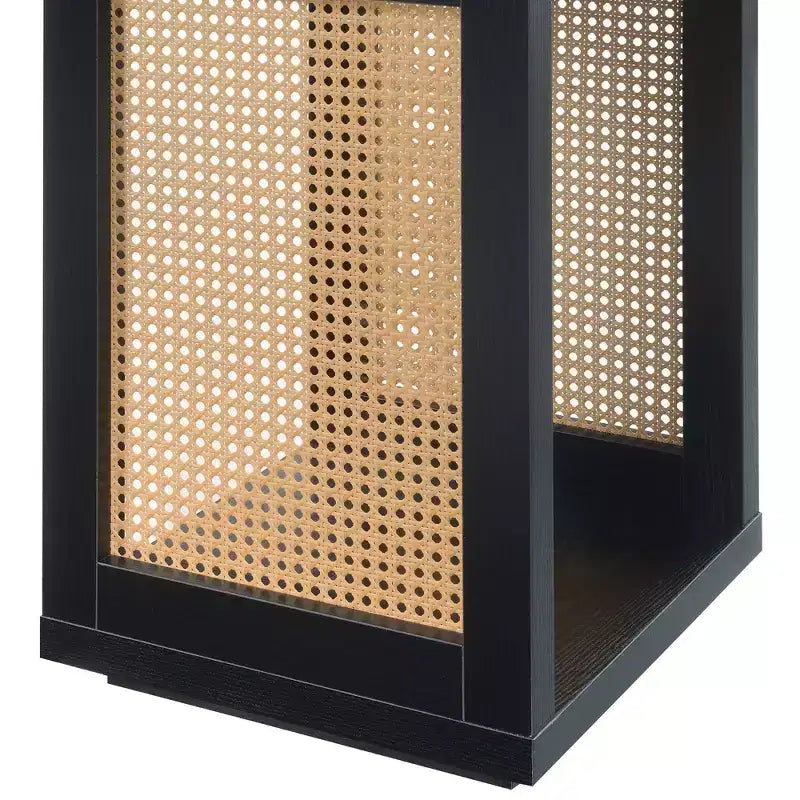 Tavolino Boho Weave con 2 ripiani, nero e beige, 61 cm (L) x 20 cm (P) x 46,5 cm (A)