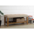 Acme Furniture Charla Ottomans and Benches Beige Fabric/Oak Finish