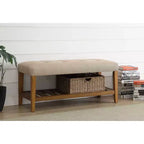Acme Furniture Charla Ottomans and Benches Beige Fabric/Oak Finish