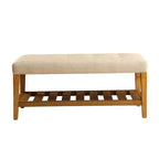 Acme Furniture Charla Pouf e Panche Tessuto Beige/Finitura Rovere
