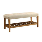 Acme Furniture Charla Pouf e Panche Tessuto Beige/Finitura Rovere