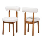 Sedie da pranzo in tessuto bouclé, struttura in legno di gomma e MDF, set da 2, 49 cm L x 79 cm H