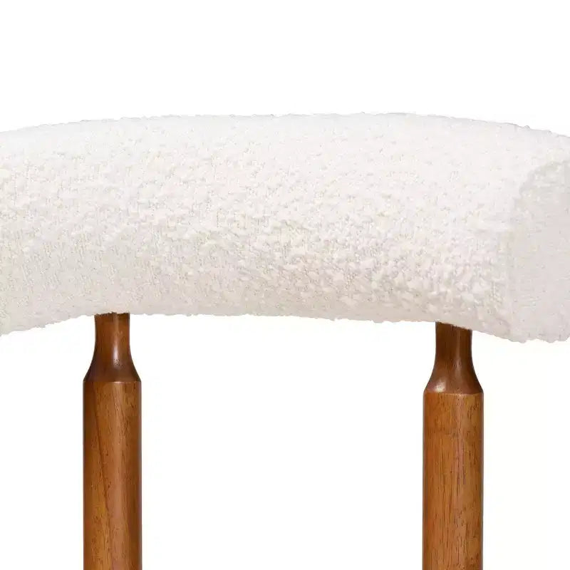 Sedie da pranzo in tessuto bouclé, struttura in legno di gomma e MDF, set da 2, 49 cm L x 79 cm H