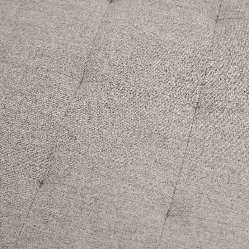 Emma e Oliver Pouf rotondo in cotone e lino, 86 cm, con design trapuntato e robusta struttura in ferro