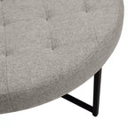 Emma e Oliver Pouf rotondo in cotone e lino, 86 cm, con design trapuntato e robusta struttura in ferro
