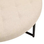 Emma e Oliver Pouf rotondo in cotone e lino, 86 cm, con design trapuntato e robusta struttura in ferro