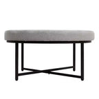 Emma e Oliver Pouf rotondo in cotone e lino, 86 cm, con design trapuntato e robusta struttura in ferro