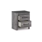 Comodino a 2 cassetti, rovere fumé grigio scuro, composito di legno, 55,1 cm L x 62,8 cm H