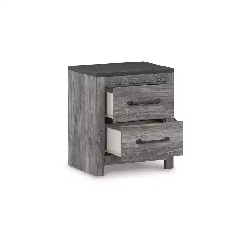 Comodino a 2 cassetti, rovere fumé grigio scuro, composito di legno, 55,1 cm L x 62,8 cm H