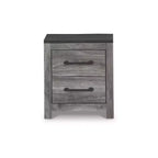 Comodino a 2 cassetti, rovere fumé grigio scuro, composito di legno, 55,1 cm L x 62,8 cm H