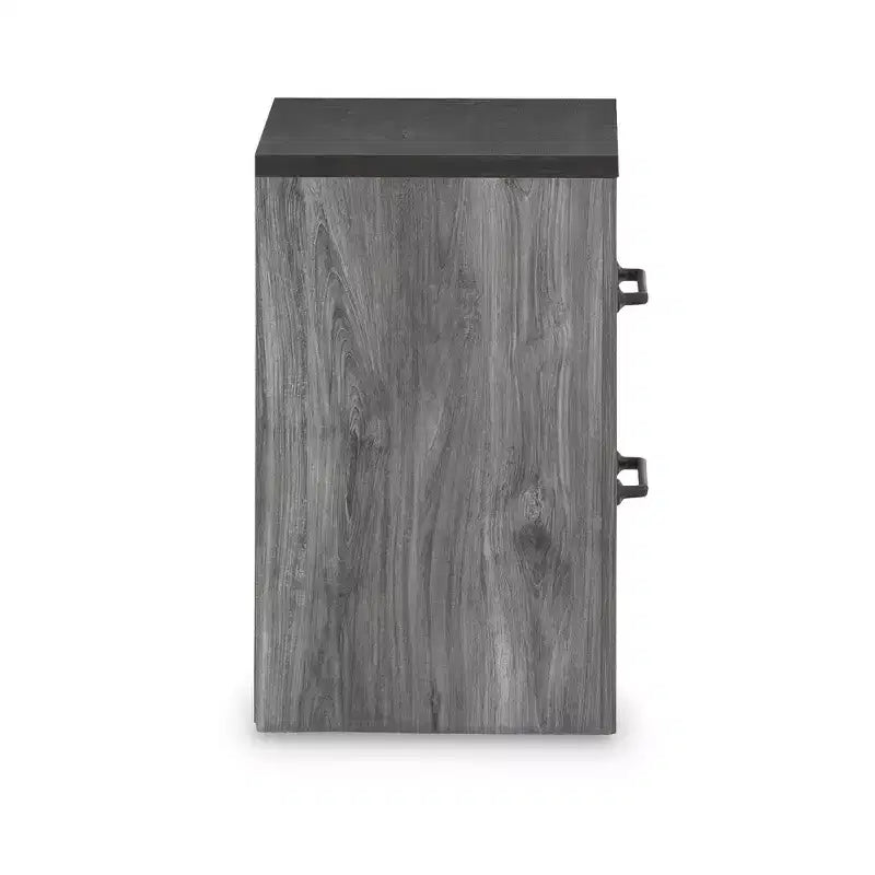 Comodino a 2 cassetti, rovere fumé grigio scuro, composito di legno, 55,1 cm L x 62,8 cm H