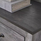Comodino a 2 cassetti, rovere fumé grigio scuro, composito di legno, 55,1 cm L x 62,8 cm H