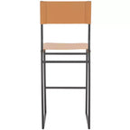 Sgabello da bar, pelle e struttura in ferro, schienale medio, senza braccioli, altezza seduta 76 cm, 113 kg