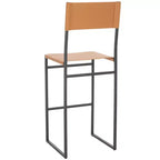 Sgabello da bar, pelle e struttura in ferro, schienale medio, senza braccioli, altezza seduta 76 cm, 113 kg