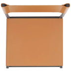 Sgabello da bar, pelle e struttura in ferro, schienale medio, senza braccioli, altezza seduta 76 cm, 113 kg