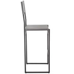 Sgabello da bar, pelle e struttura in ferro, schienale medio, senza braccioli, altezza seduta 76 cm, 113 kg
