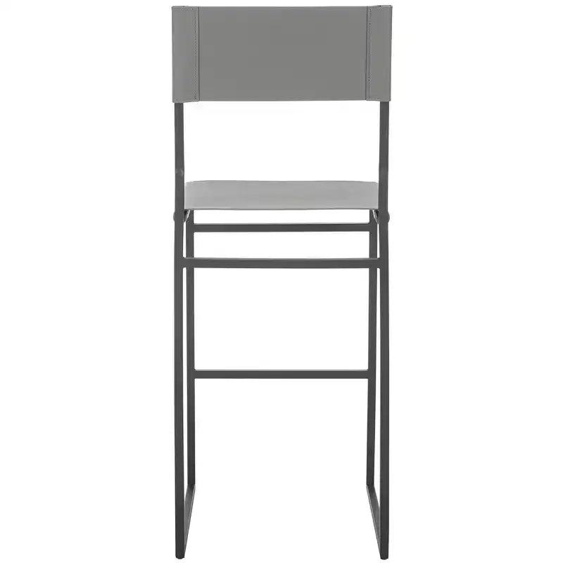 Sgabello da bar, pelle e struttura in ferro, schienale medio, senza braccioli, altezza seduta 76 cm, 113 kg