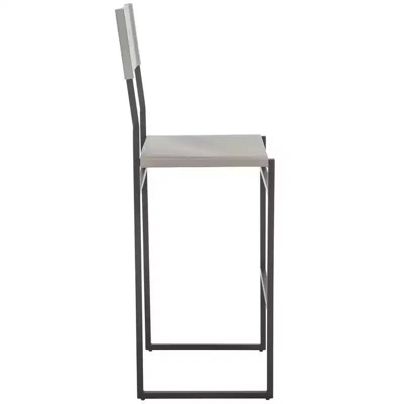 Sgabello da bar, pelle e struttura in ferro, schienale medio, senza braccioli, altezza seduta 76 cm, 113 kg