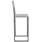 Sgabello da bar, pelle e struttura in ferro, schienale medio, senza braccioli, altezza seduta 76 cm, 113 kg