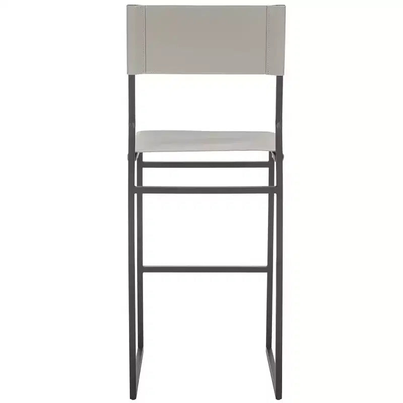 Sgabello da bar, pelle e struttura in ferro, schienale medio, senza braccioli, altezza seduta 76 cm, 113 kg