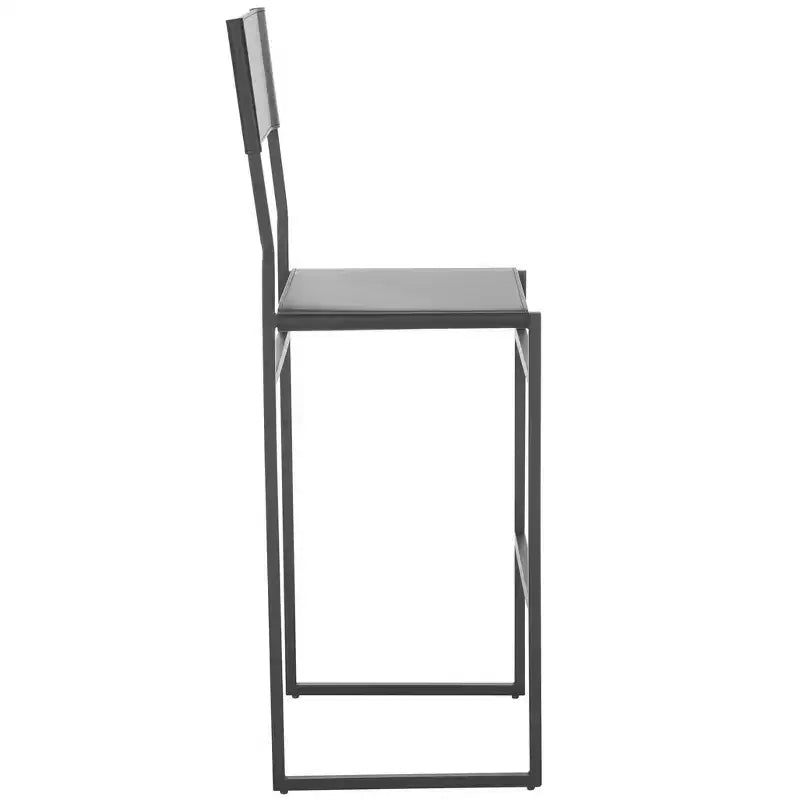 Sgabello da bar, pelle e struttura in ferro, schienale medio, senza braccioli, altezza seduta 76 cm, 113 kg