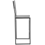 Sgabello da bar, pelle e struttura in ferro, schienale medio, senza braccioli, altezza seduta 76 cm, 113 kg