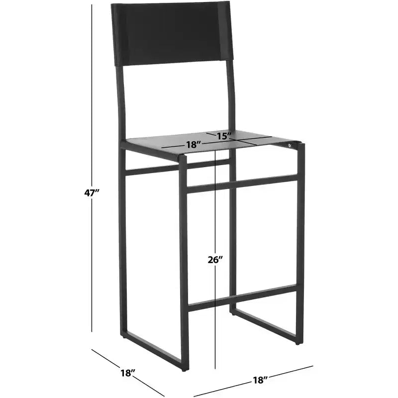 Sgabello da bancone, pelle e struttura in ferro, schienale medio, senza braccioli, altezza seduta 66 cm, 113 kg
