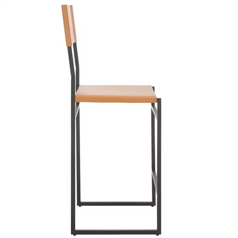 Sgabello da bancone, pelle e struttura in ferro, schienale medio, senza braccioli, altezza seduta 66 cm, 113 kg