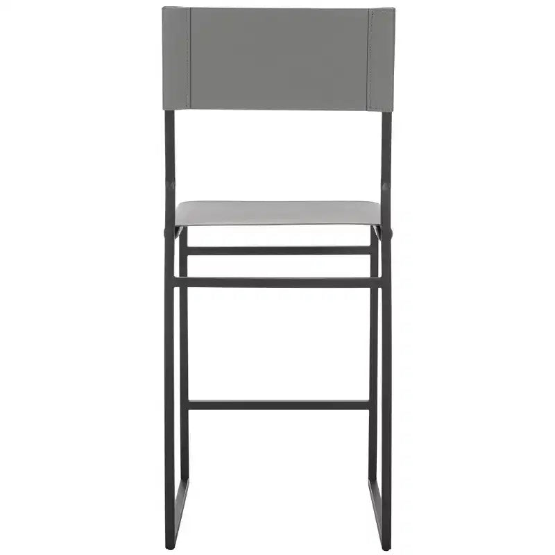 Sgabello da bancone, pelle e struttura in ferro, schienale medio, senza braccioli, altezza seduta 66 cm, 113 kg