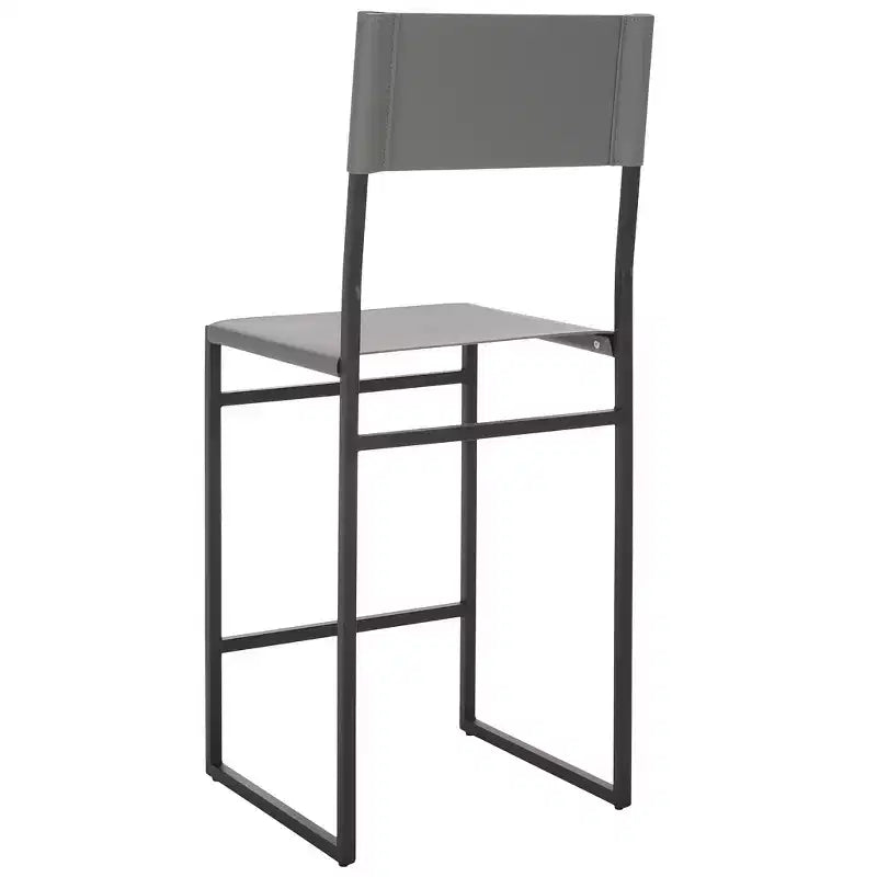 Sgabello da bancone, pelle e struttura in ferro, schienale medio, senza braccioli, altezza seduta 66 cm, 113 kg