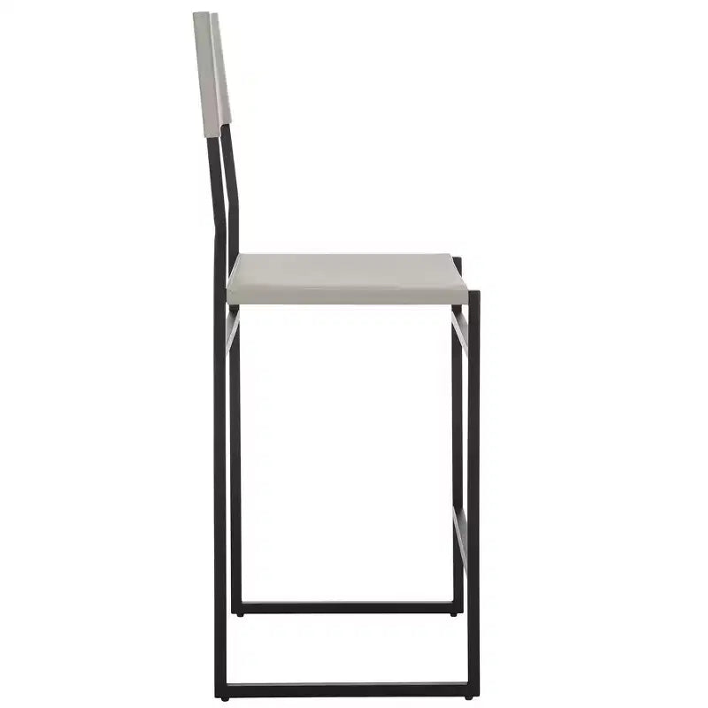 Sgabello da bancone, pelle e struttura in ferro, schienale medio, senza braccioli, altezza seduta 66 cm, 113 kg