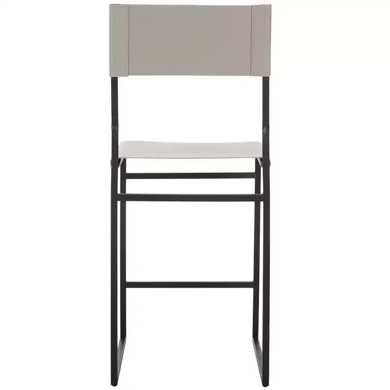 Sgabello da bancone, pelle e struttura in ferro, schienale medio, senza braccioli, altezza seduta 66 cm, 113 kg