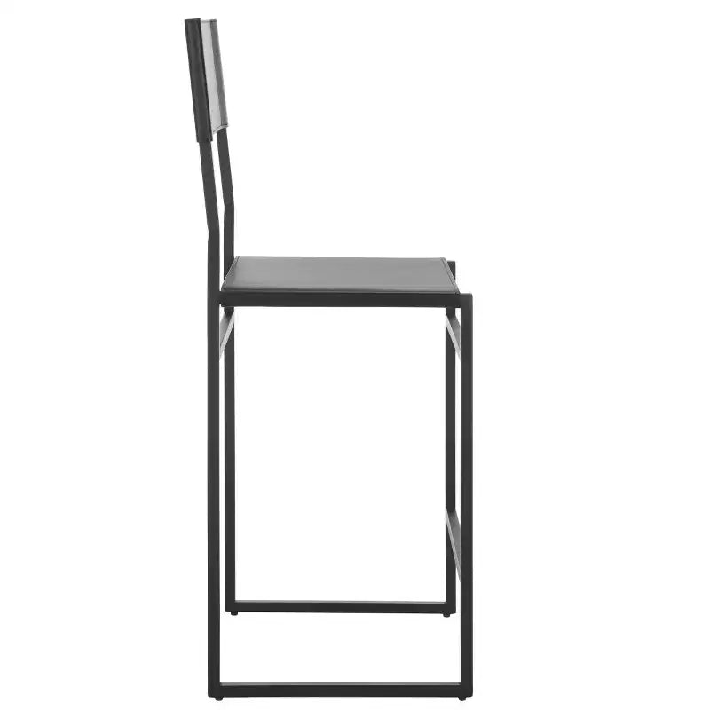 Sgabello da bancone, pelle e struttura in ferro, schienale medio, senza braccioli, altezza seduta 66 cm, 113 kg