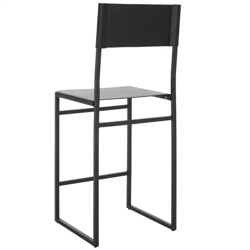 Sgabello da bancone, pelle e struttura in ferro, schienale medio, senza braccioli, altezza seduta 66 cm, 113 kg