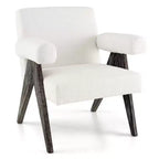 Costway 1/2 PCS Upholstered Armchair Modern Accent Chair with Natural Rubber Wood Legs