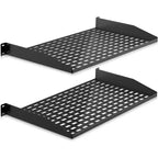 Pyle 1UX2 Server Rack Shelves - Universal Device Server Rack Mounting Tray - Black