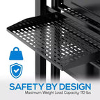Mensola rack server in acciaio 1U x 2, montaggio universale rack 19", ventilata, nera