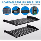Mensola rack server in acciaio 1U x 2, montaggio universale rack 19", ventilata, nera