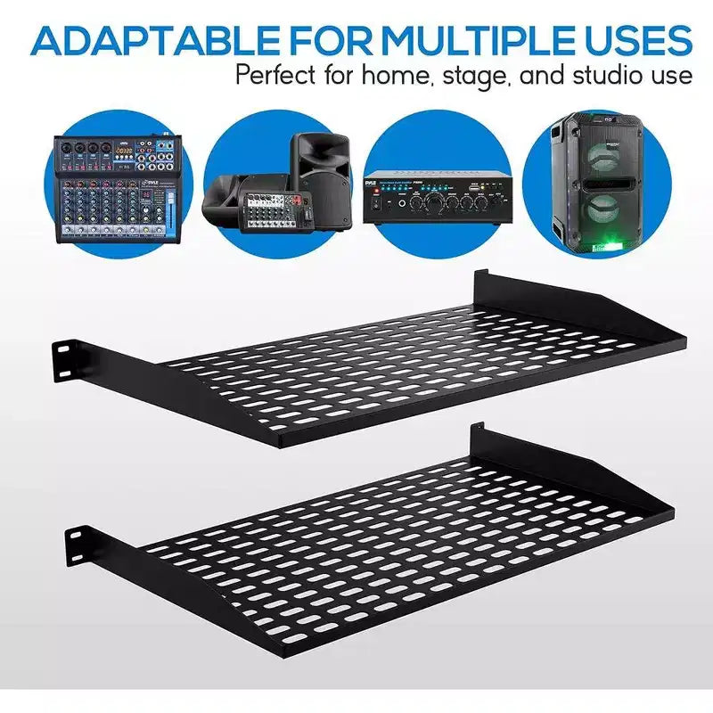 Mensola rack server in acciaio 1U x 2, montaggio universale rack 19", ventilata, nera