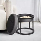 LUIZ Collection - Ottoman Footstool, Round Ottoman, Vanity Chair Stool, Footrest, Reversible Top, Side Table