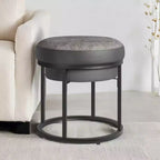 Pouf rotondo, piano reversibile e vano portaoggetti a scomparsa, ecopelle, 40 cm, 300 kg