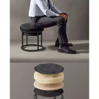 Pouf rotondo, piano reversibile e vano portaoggetti a scomparsa, ecopelle, 40 cm, 300 kg