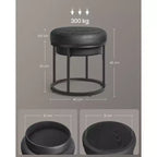 Pouf rotondo, piano reversibile e vano portaoggetti a scomparsa, ecopelle, 40 cm, 300 kg